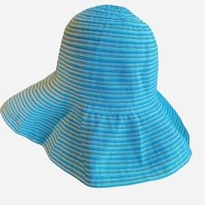 Made in the U.S.A Blue & Green Wide Brim Sun Hat Women's O/S